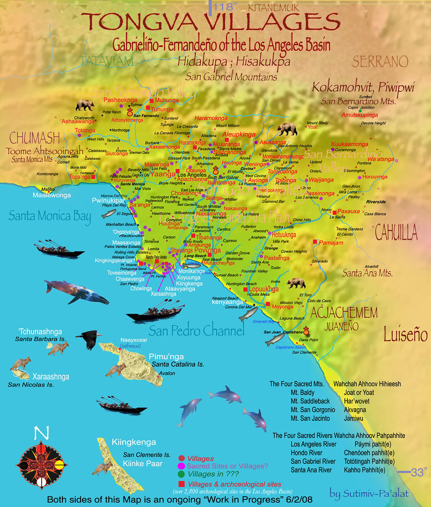 Artistic map of Tongva villages in the LA Basin